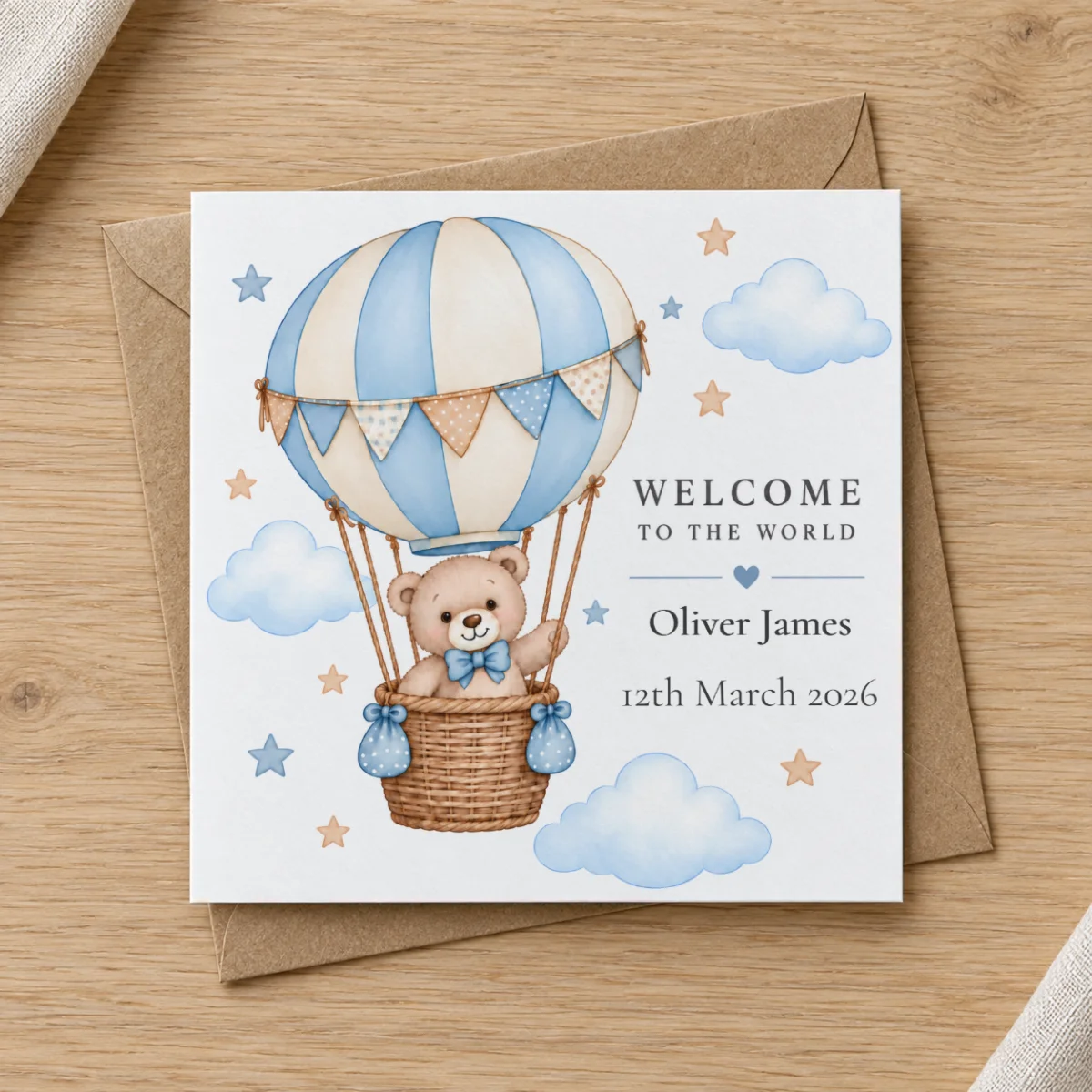Personalised New Baby Boy Card