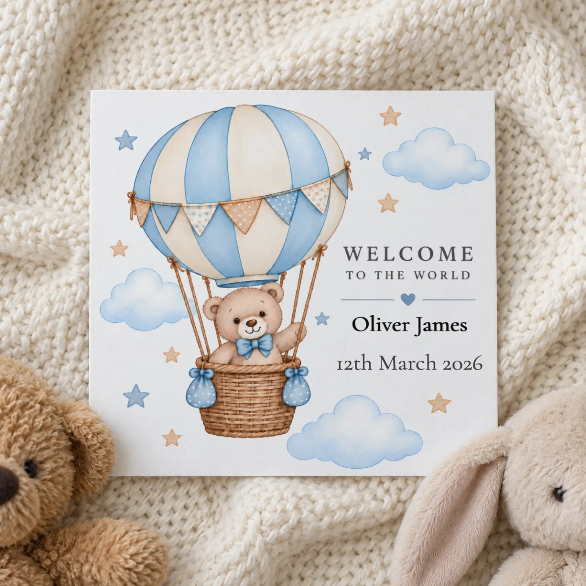Personalised New Baby Boy Card