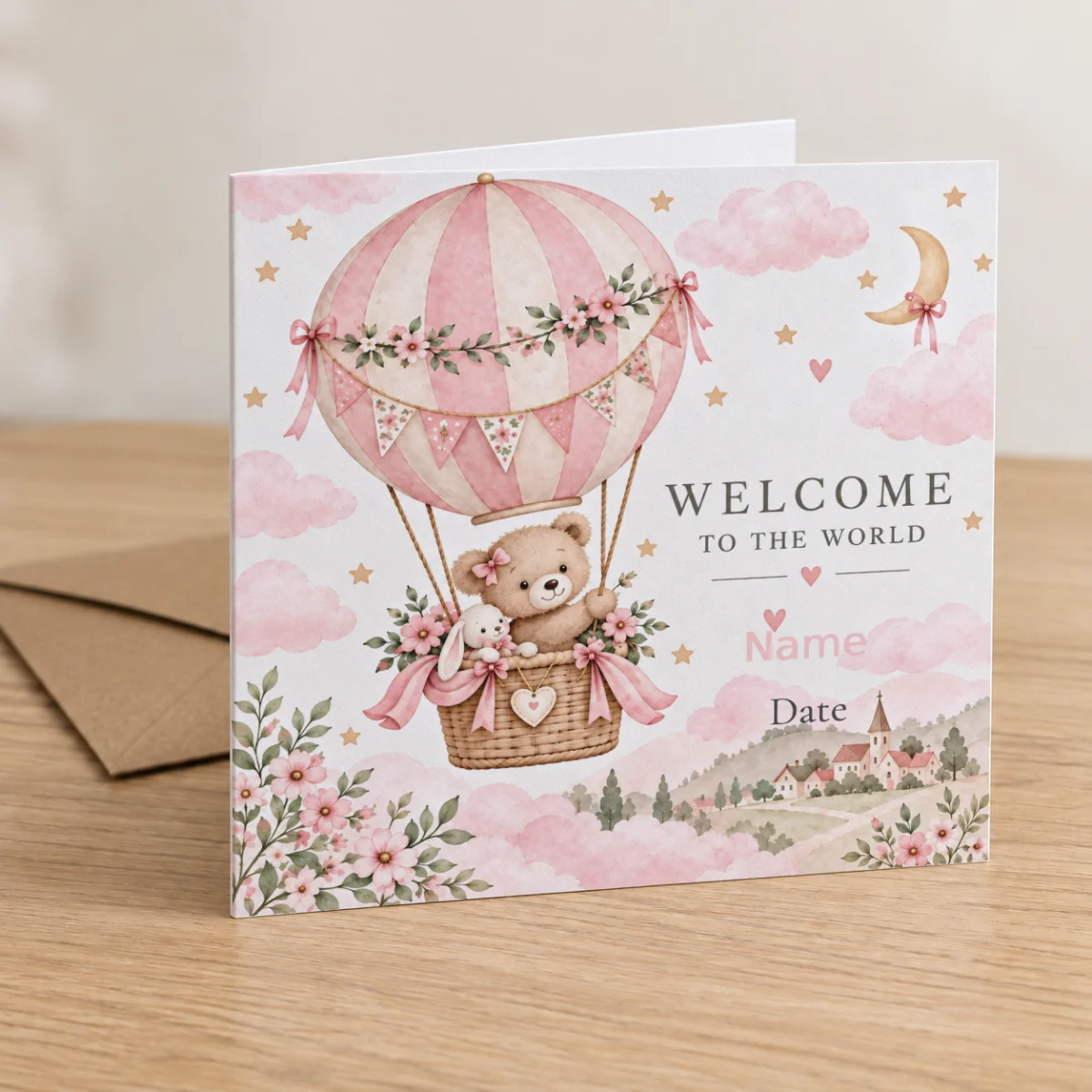 Personalised New Baby Girl Card