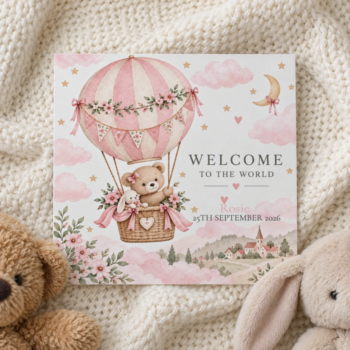 Personalised New Baby Girl Card