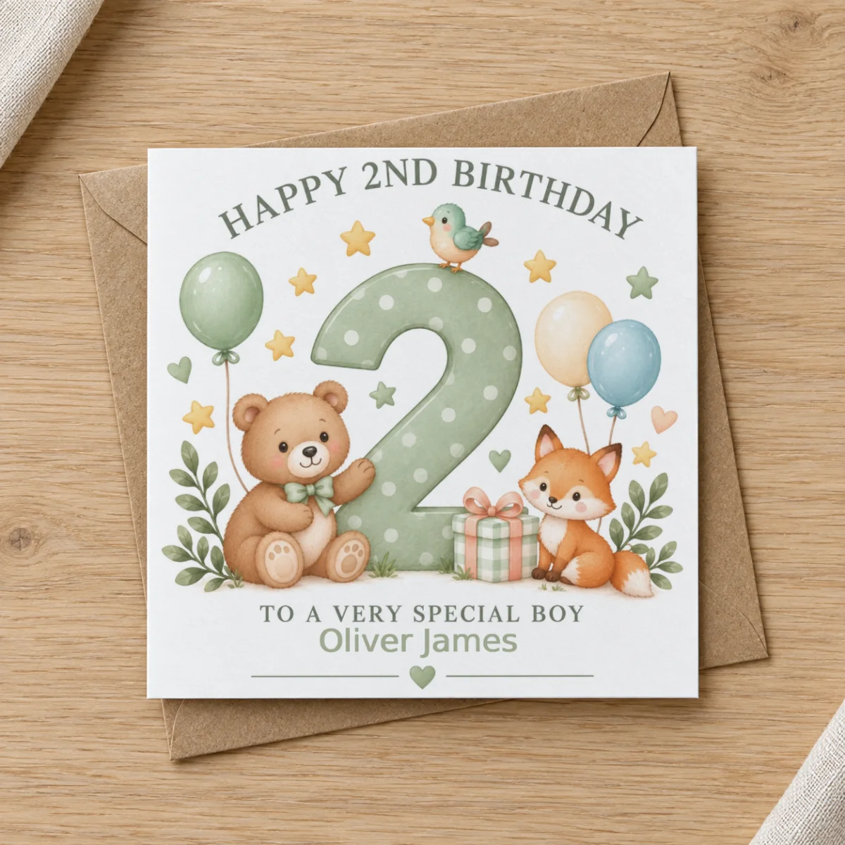 Personalised 2nd Birthday Card