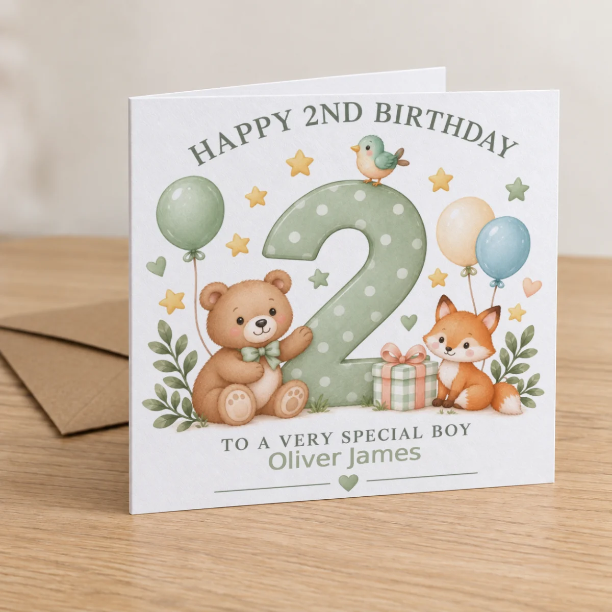 Personalised 2nd Birthday Card