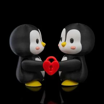 Heart-melt couple / Penguin Valentines - 3D Printed