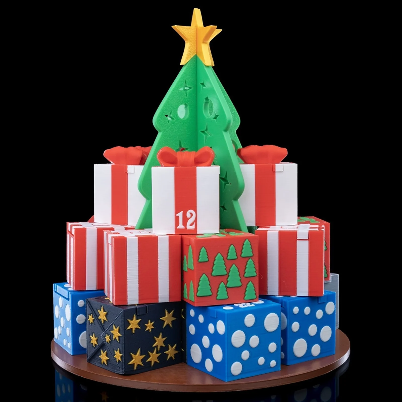 Gift Stack Christmas Countdown Box Tree - 3D Printed