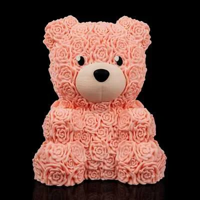 Floral Bear Statue - Valentines Day / Romantic Gift / Gift for Her - 3D Printed
