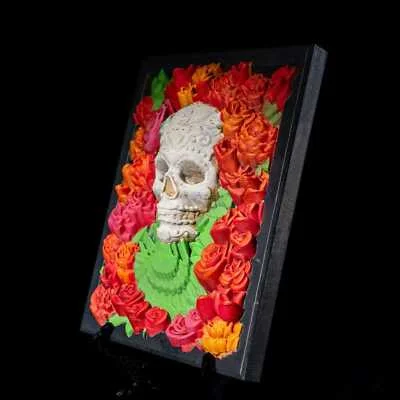 Bed of Roses Skull Scene/Figurine - Wall Art - 3D Printed