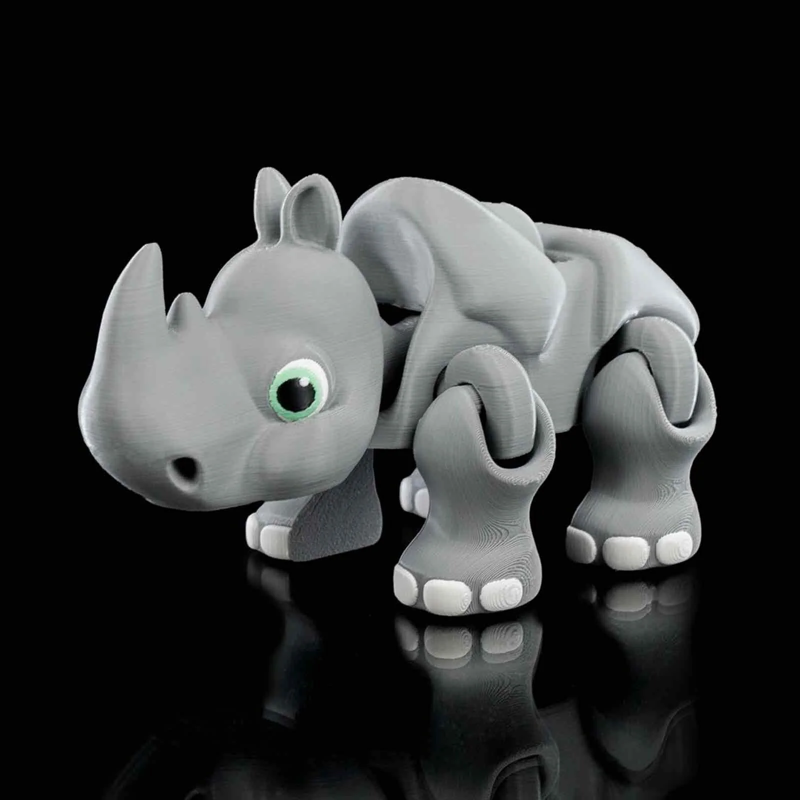 3D Printed Rammer Rhino, Articulated Fidget Toy, Desk Buddy, Fidget Pet