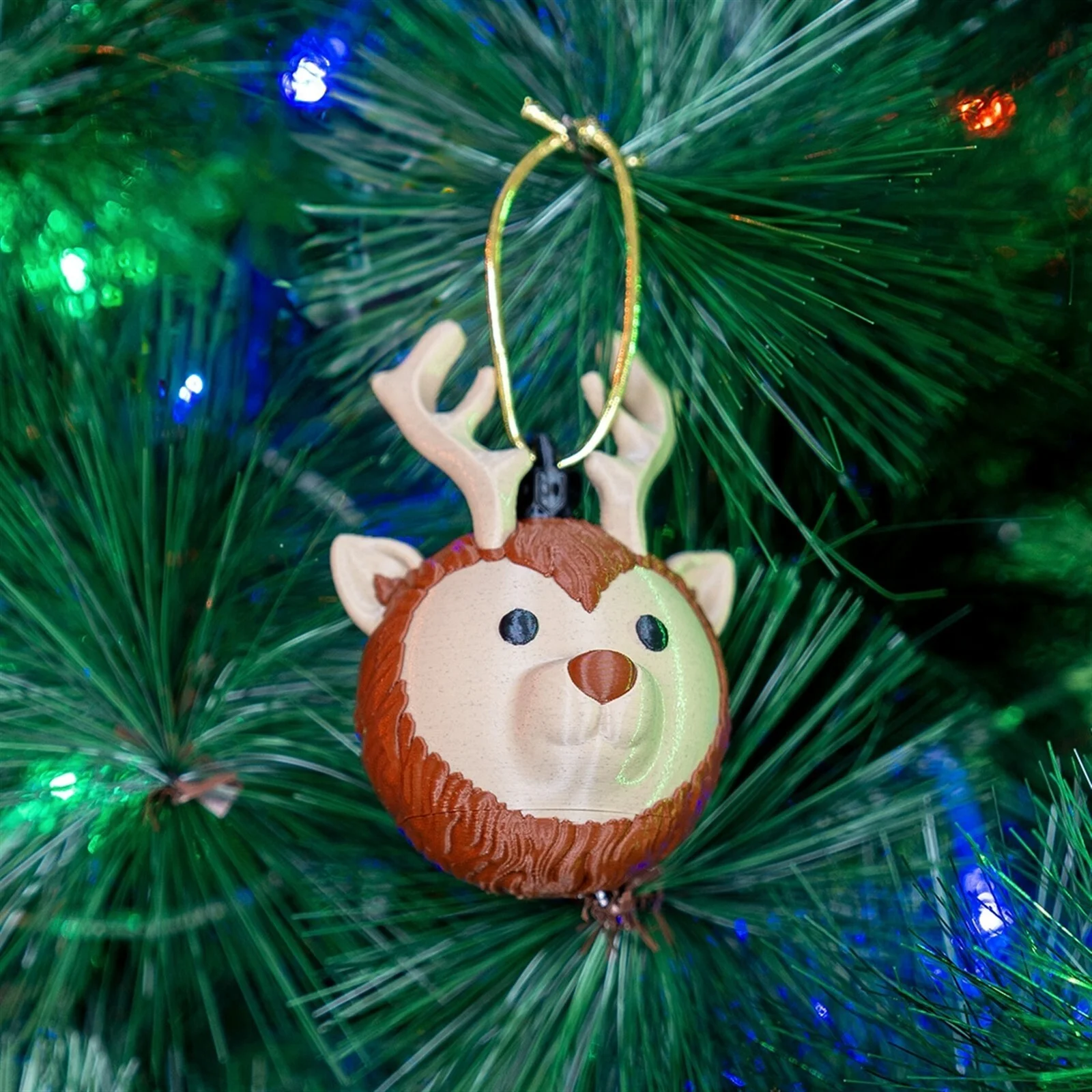 Reindeer Head Christmas Ornament x3 - 3D Printed